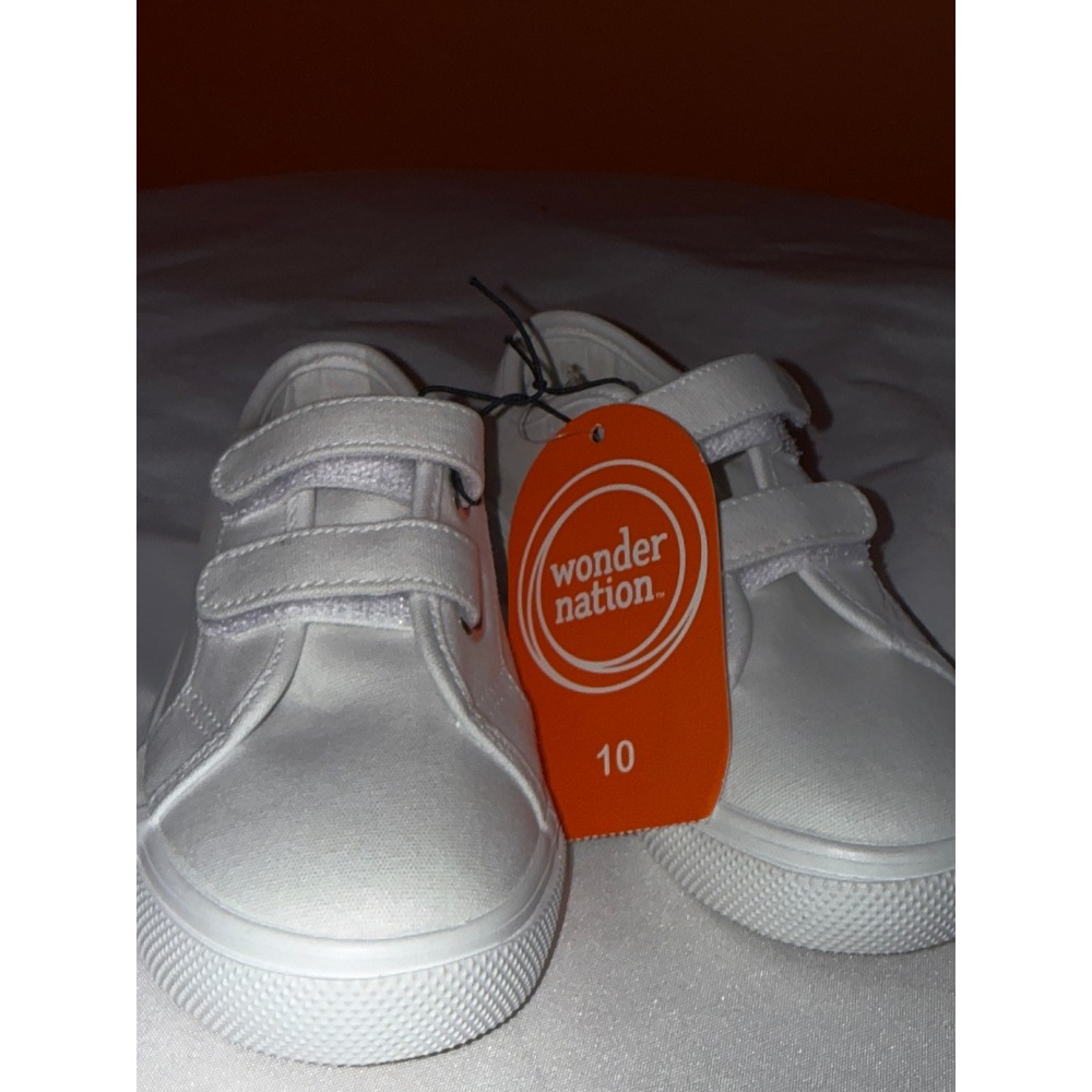 Wonder Nation White Canvas Skate Sneakers Kids Size 10 Hook Loop